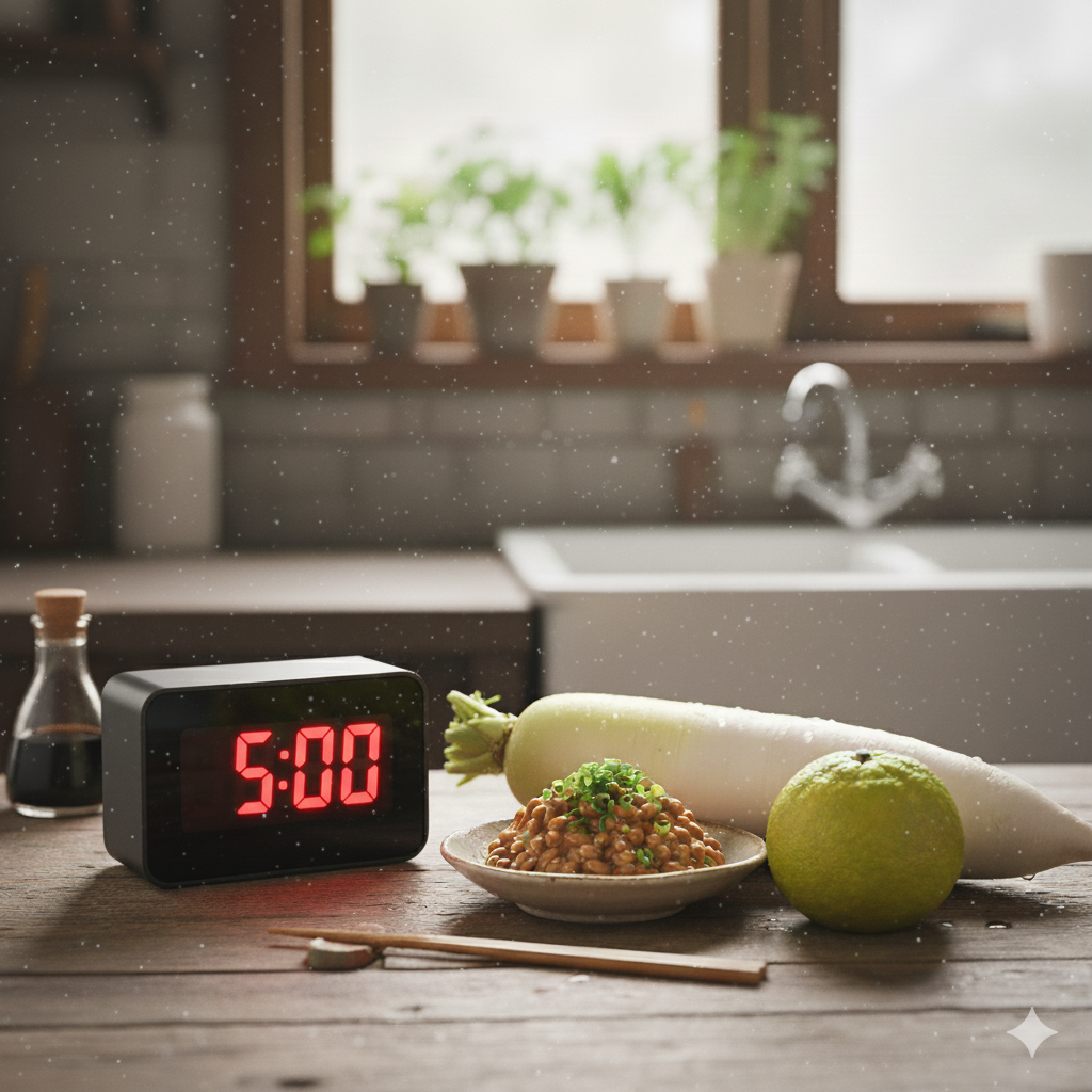 5時に夢中の納豆と豚肉の炒め物と大根と柚子の吸い物レシピ